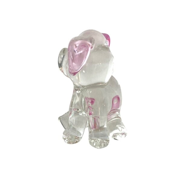 Blown Glass Pig Figurine Pink Ears 2 Inch High Adorable Animal Collectible - Picture 4 of 6